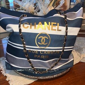 Luxury Navy and Gold Women's Tote Bag
